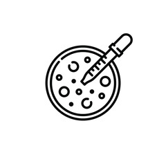 Petri dish and pipette vector icon. Laboratory  research, analysis equipment symbol. 