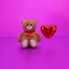 teddy bear with heart illustration for greeting card or congratulation