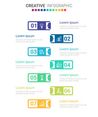 Presentation business concept with 7steps for week, Timeline business for 7 day, Can be used for workflow layout, diagram, business step options, banner, web design. Vector eps 10.