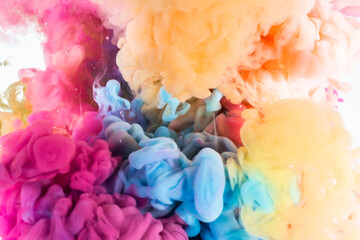 colorful Ink explosion in water 