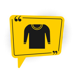 Black Sweater icon isolated on white background. Pullover icon. Yellow speech bubble symbol. Vector Illustration.