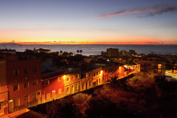 Evening mood in a romantic street in Tenerife