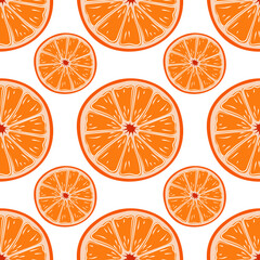 Seamless texture with the image of oranges. Vector image on a white background.