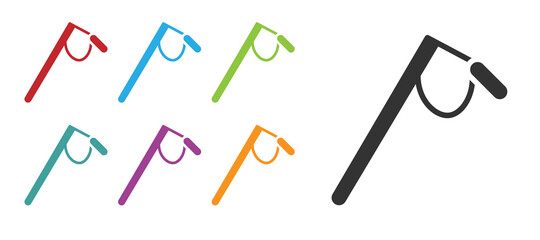 Black Microphone icon isolated on white background. On air radio mic microphone. Speaker sign. Set icons colorful. Vector Illustration.