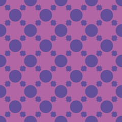 Pattern from blue circles on pink seamless background.