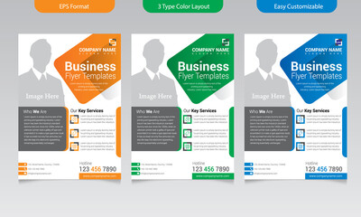 Business Print Ready A4 size flayer design template vector, Corporate Brochure. Two types of color stock vector template.