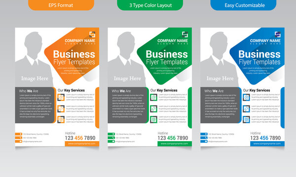 Business Print Ready A4 size flayer design template vector, Corporate Brochure. Two types of color stock vector template.