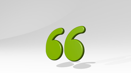  made by 3D illustration of a shiny metallic sculpture on a wall with light background