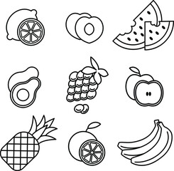 Set of graphic vector fruits icons