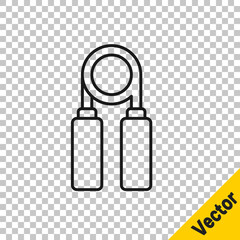 Black line Sport expander icon isolated on transparent background. Sport equipment. Vector Illustration.
