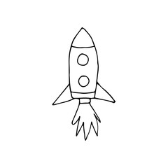 Doodle rocket icon in vector. Hand drawn rocket icon in vector