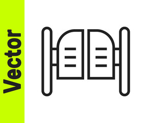 Black line Old western swinging saloon door icon isolated on white background. Vector Illustration.