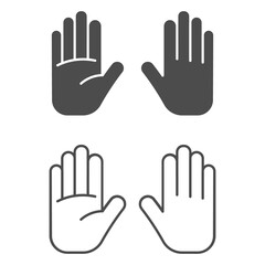 Hand icon isolated on white background. Vector illustration.
