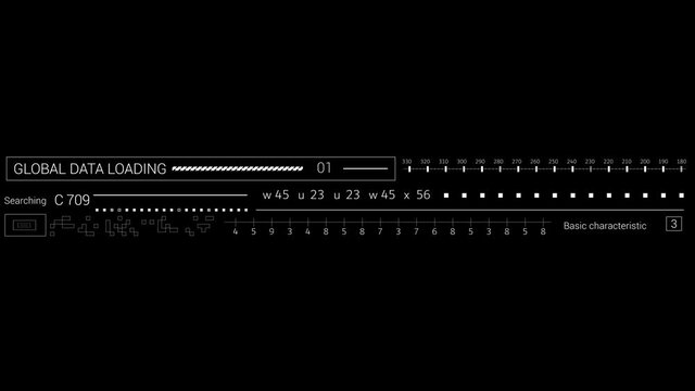 PNG Alpha.Looping abstract technological HUD texture.Animated texture for 3D animated material.Broadcast design.Looping 10 sec futuristic HUD infographic.