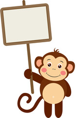 Cute monkey holding a blank signboard  © soniagoncalves