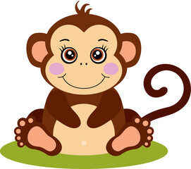 Cute monkey sitting isolated on white
