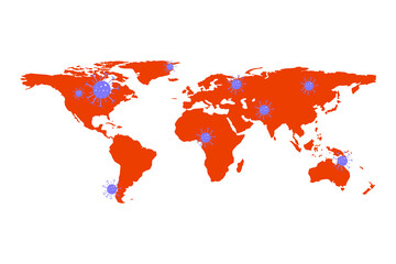 Fototapeta na wymiar The coronavirus has spread all over the planet. Vector illustration. 