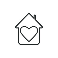 Heart with a home shape in the form of a logo or icon. Remarkable icons show stay home or stay safe messages
