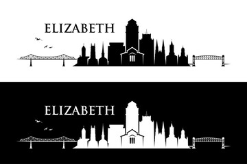Fototapeta premium Elizabeth skyline - New Jersey, United States of America, USA - vector illustration 