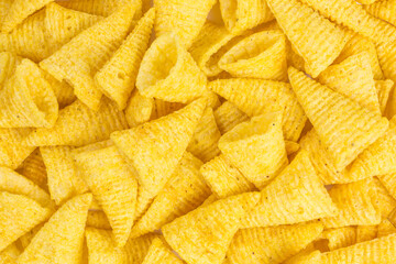 background of salted corn cones snack
