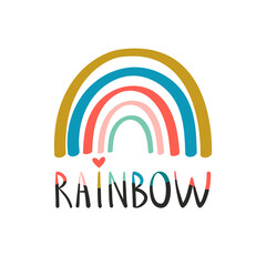 Creative rainbow illustration with lettering. Vector card