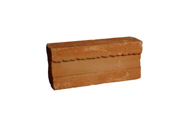 red brick isolaled on a white background. The most popular construction bricks of all time. The main components are clay, sand or rice husk, ashes and water. They are durable and strong.