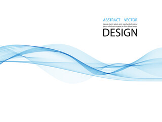 Dynamic blue waves on a white background. Vector illustration.