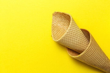 Homemade sweet wafer cone ice cream on plate