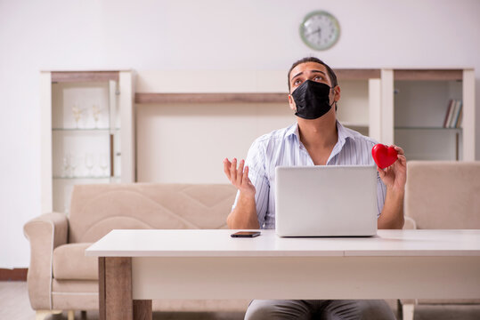 Young man in love during pandemic disease