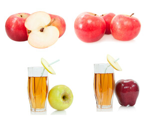 set of apples isolated on white background