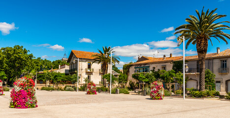 Place on the port of Marseillan in summer in Hérault in Occitania, France