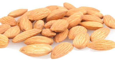 group of almonds isolated on the white background