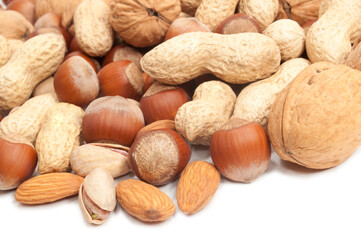 assortment of nuts isolated on white background