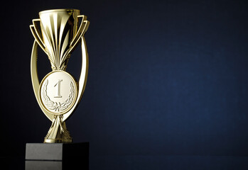 Gold cup or trophy with medallion for the winner