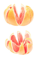 sliced grapefruit isolated on white background