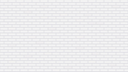 Seamless white brick wall. Detailed texture. Interior template with whitewashed bricks. Light gray repeated building surface. Modern loft style. Realistic vector wallpaper with 16:9 aspect ratio. © oleskalashnik