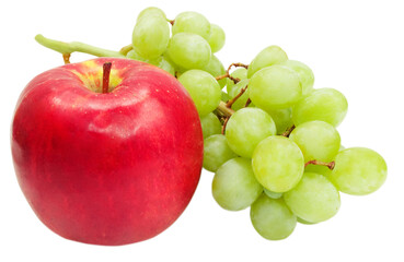 grape and apple isolated on white background