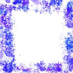 frame of blue paint splashes