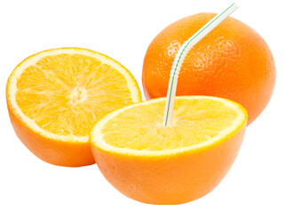 oranges with a puff isolated on white