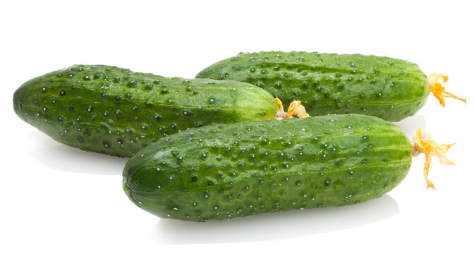 cucumbers with drops of water isolated on white background