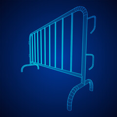 Police riot fence. Wireframe low poly mesh vector illustration.