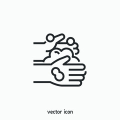 Washing hands with soap vector icon illustration. Coronavirus preventive measure icon. Ui/Ux. Premium quality.