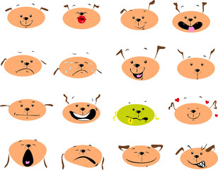 Simple Dog Flat Design Icon Emoticon sticker - Crazy Vector Illustration