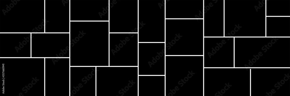 Wall mural creative vector template collage consisting of 26 frames for a photo of a square and rectangular sha