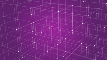 Modern background with connecting dots and lines. Network connection structure on pink background. Geometric vector illustration.