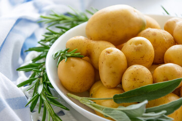 Biological new potatoes. Healthy ingredients for homemade cooking