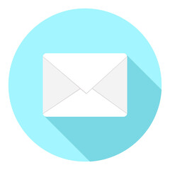 Envelope Post Email Sign Symbol - Flat Icon Long Shadow Vector Illustration.