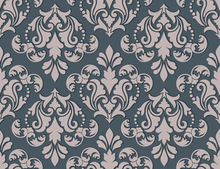 Damask seamless pattern element. Vector classical luxury old fashioned damask ornament, royal victorian seamless texture for wallpapers, textile, wrapping. Vintage exquisite floral baroque template.