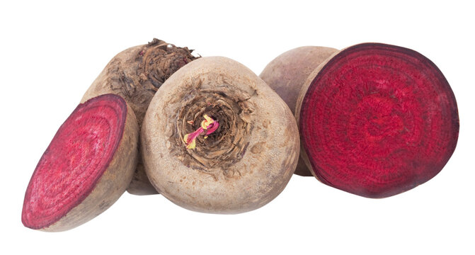 sliced beetroot isolated on white background