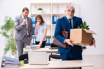 Two male and one female employees working in the office